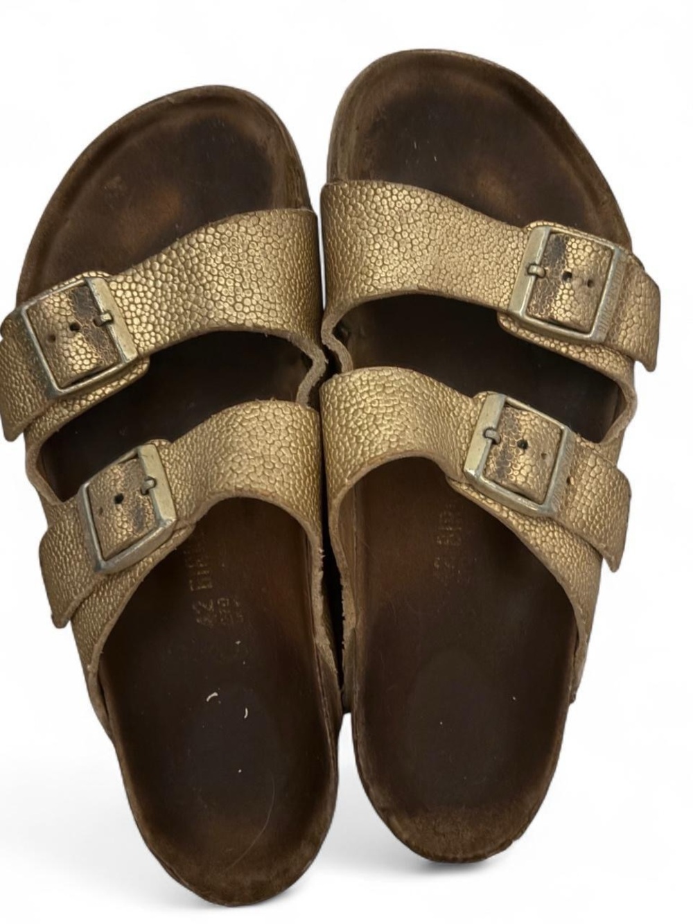 Birkenstock Metallic Gold Two-Strap Sandals